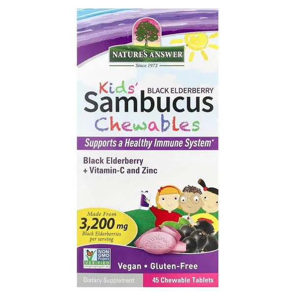 Kid’s Sambucus Chewables Black Elderberry - 45 chewable tablets - Nature’s Answer - Papildai