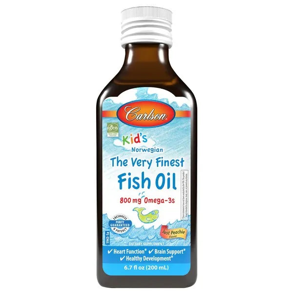 Kid’s The Very Finest Fish Oil 800mg Just Peachie - 200 ml - Carlson Labs - Papildai