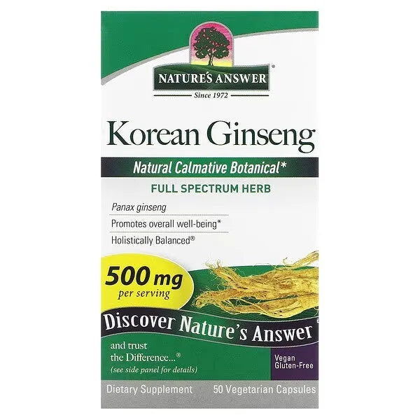 Korean Ginseng 500mg - 50 vcaps - Nature’s Answer - Papildai