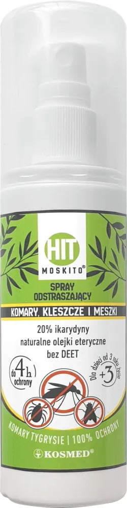 KOSMED Hit Moskito Spray kuris atbaido uodus erkės ir midges 80 ml - Medicinos slaugos prekės