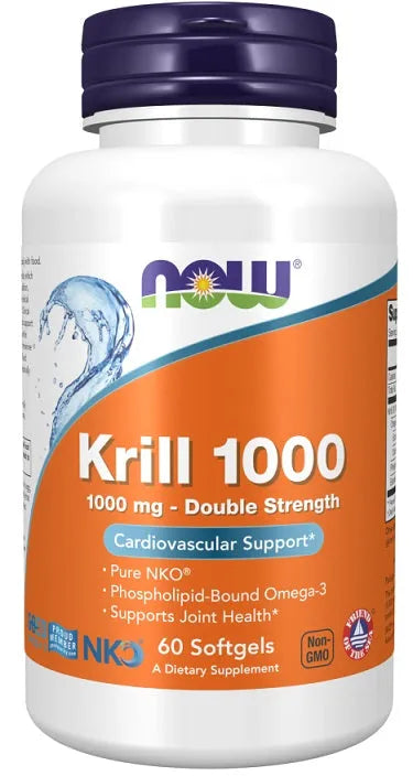 Krill Oil 1000mg Double Strength - 60 softgels - NOW Foods - Papildai