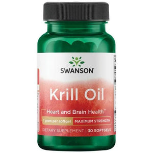 Krill Oil - Maximum Strength - Krilių aliejus - 1 gr - N30 - Swanson - Papildai