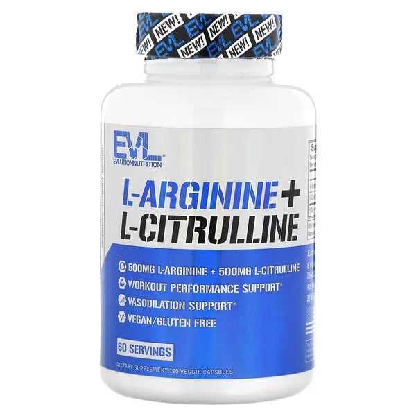 L-Arginine + L-Citrulline Capsules - 120 vcaps - EVLution Nutrition - Sporto papildai
