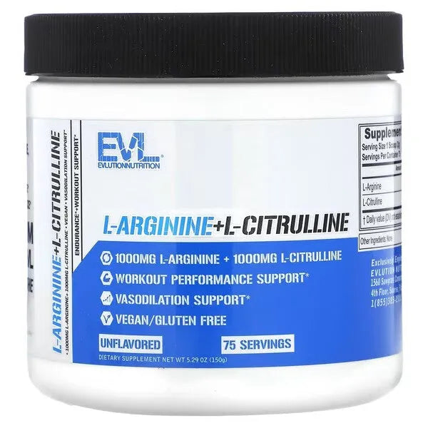 L-Arginine + L-Citrulline Powder - 150g - EVLution Nutrition - Sporto papildai