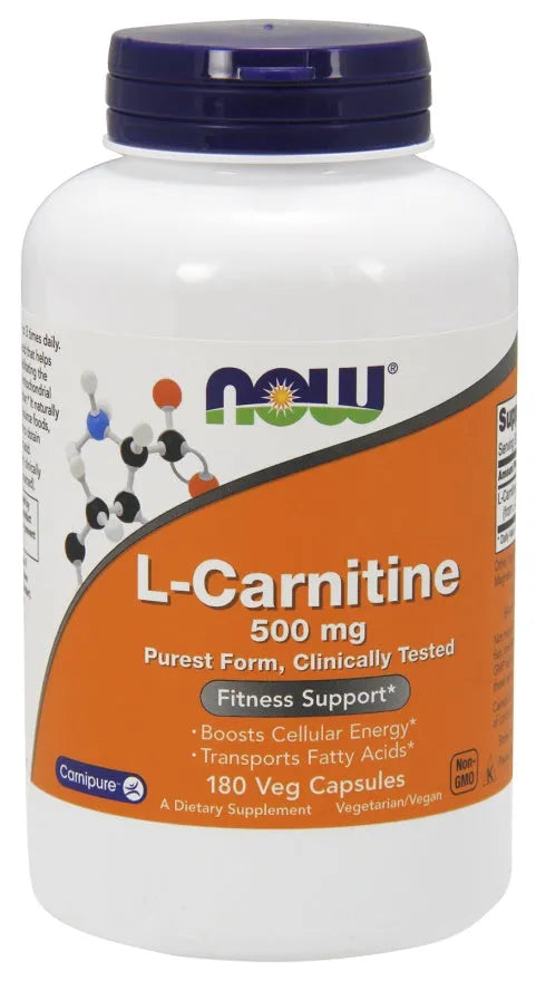 L-Carnitine 500mg - 180 vcaps - NOW Foods - Papildai
