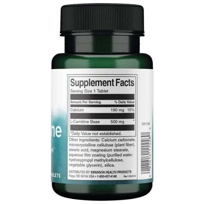 L-Carnitine - Amino rūgštys - 500 mg - N30 - Swanson - Papildai