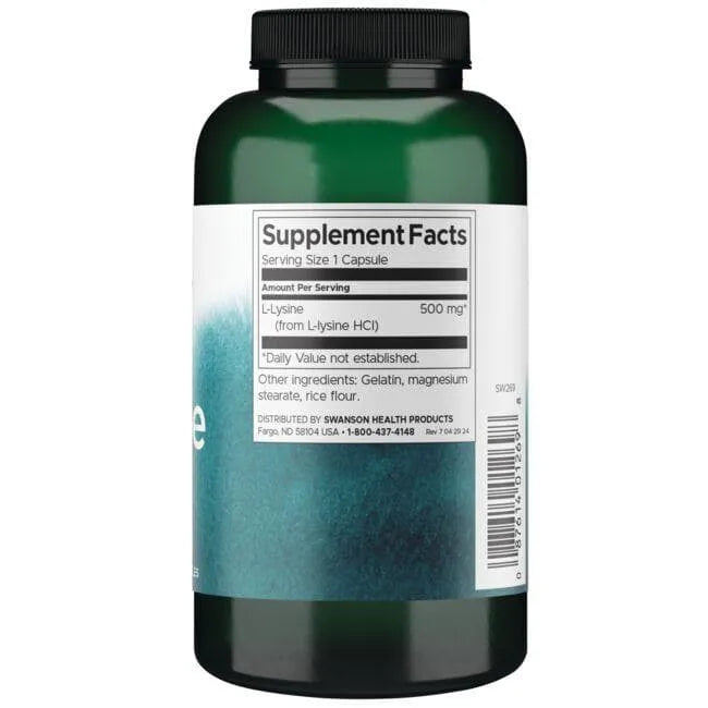L-Lysine - L-lizinas - 500 mg - N300 - Swanson - Papildai