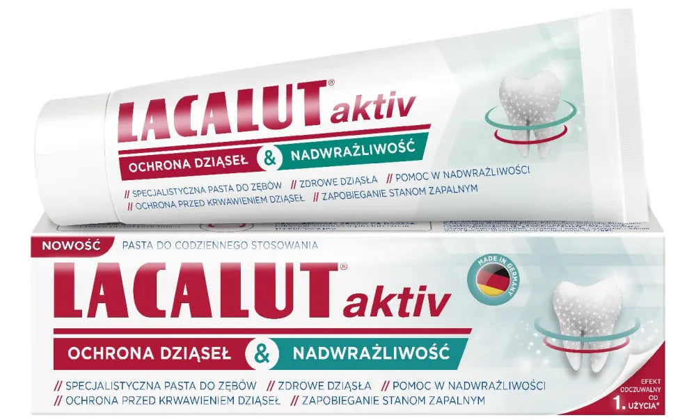 Lacalut dantų pasta Activ&Sensitive dantenų apsaugai ir jautrumui 75ml - Kosmetika