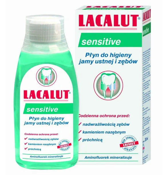 Lacalut Mouthwash Sensitive 300ml burnos skalavimo skystis jautriai burnai - Kosmetika