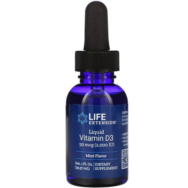 Liquid Vitamin D3 50mcg (Mint) - 29 ml - Life Extension - Papildai