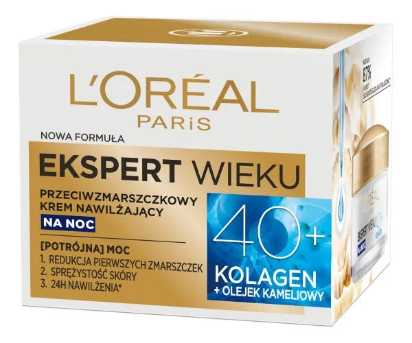 Loreal Age Expert 40+ Kremas nuo raukšlių naktinis drėkinamasis 50ml - Kosmetika