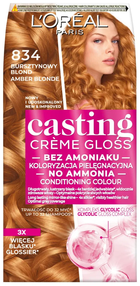LOREAL Casting Creme Gloss Cream Colour No. 834 Amber Blonde - Kosmetika