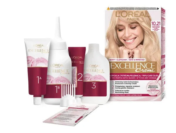 Loreal Excellence Creme Coloring Cream 10.21 Labai šviesi perlų blondinė - Kosmetika