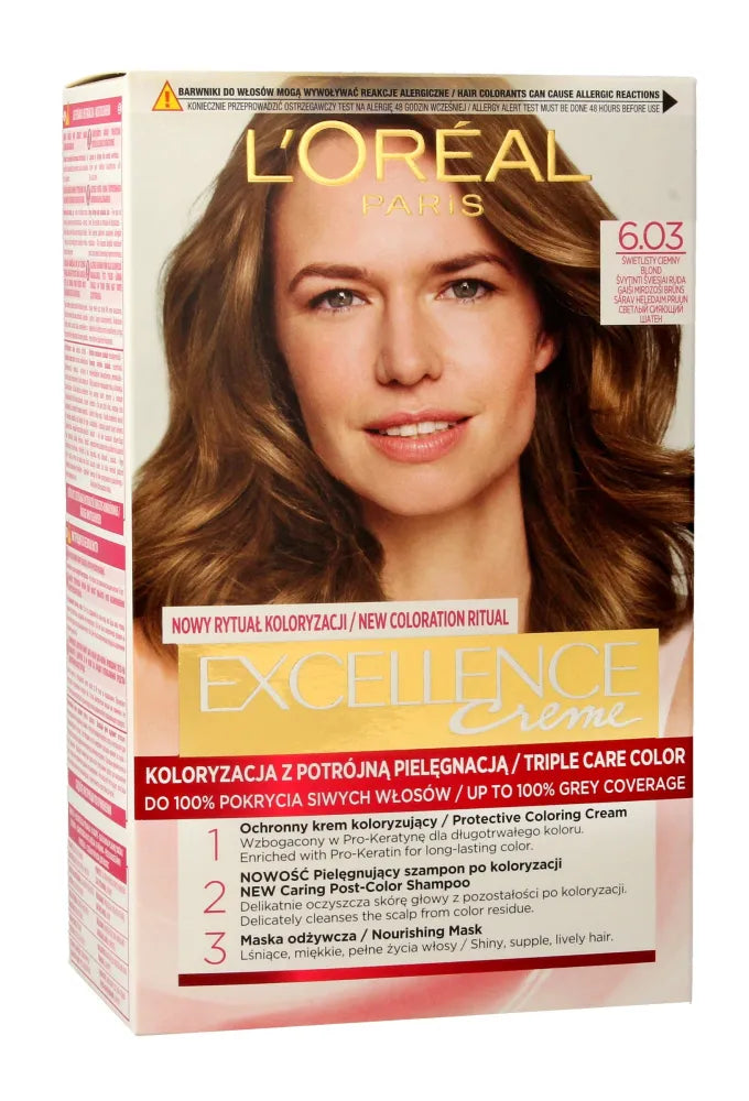 Loreal Excellence Creme Coloring Cream 6.03 Spindintis Tamsus Šviesiaplaukis - Kosmetika