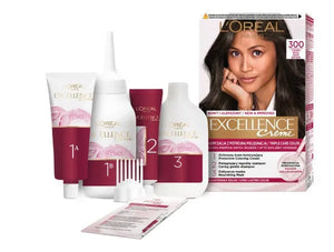 LOREAL Excellence Creme Plaukų dažai 3 Tamsiai rudas - Kosmetika