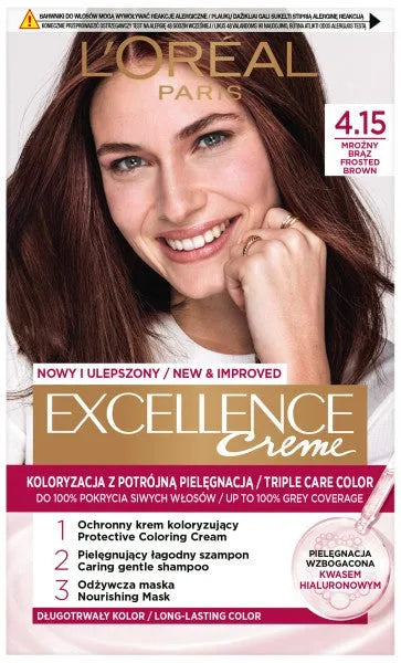 LOREAL Excellence Creme Plaukų dažai 4.15 Šaltas rudas - Kosmetika