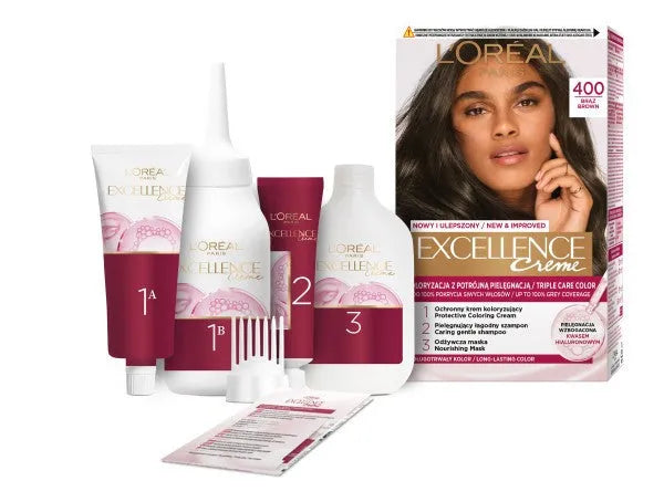 LOREAL Excellence Creme Plaukų dažai 4 rudas - Kosmetika