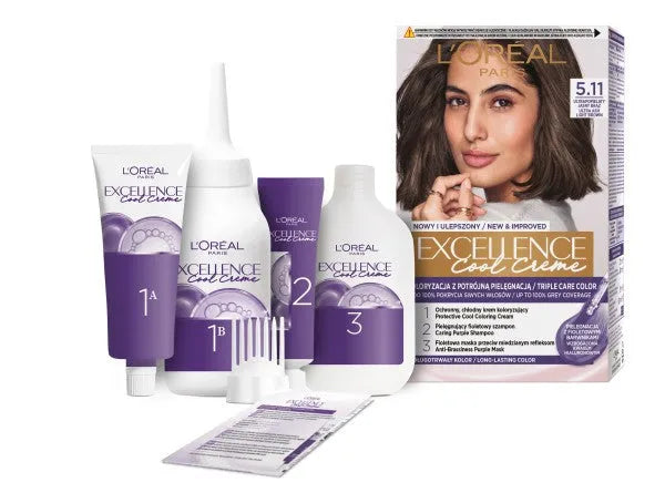 LOREAL Excellence Creme Plaukų dažai 5.11 Ultra pelenų šviesiai rudas - Kosmetika