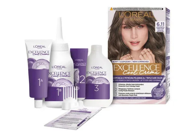 LOREAL Excellence Creme plaukų dažai 6.11 Ultra pelenų tamsiai šviesūs - Kosmetika