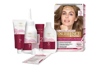 LOREAL Excellence Creme Plaukų dažai 7.1 Pelenų šviesiaplaukis - Kosmetika