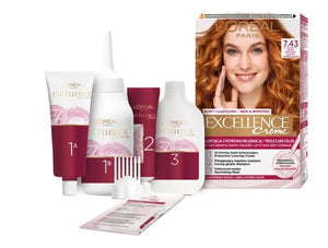 LOREAL Excellence Creme plaukų dažai 7.43 vario-auksinis šviesus - Kosmetika
