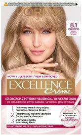 LOREAL Excellence Creme Plaukų dažai 8.1 Šviesiai pelenų blondinė - Kosmetika