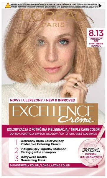 LOREAL Excellence Creme Plaukų dažai 8.13 Perlų bežinis - Kosmetika