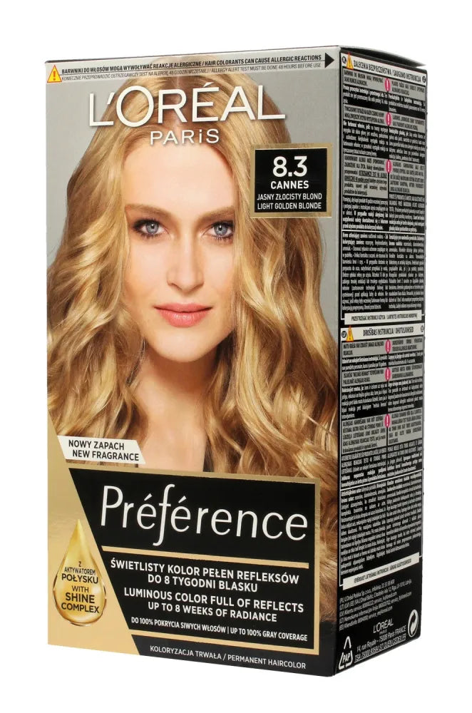 Loreal Hair Color Recital Preference X Cannes 8.3 Šviesiai auksinė blondinė - Kosmetika