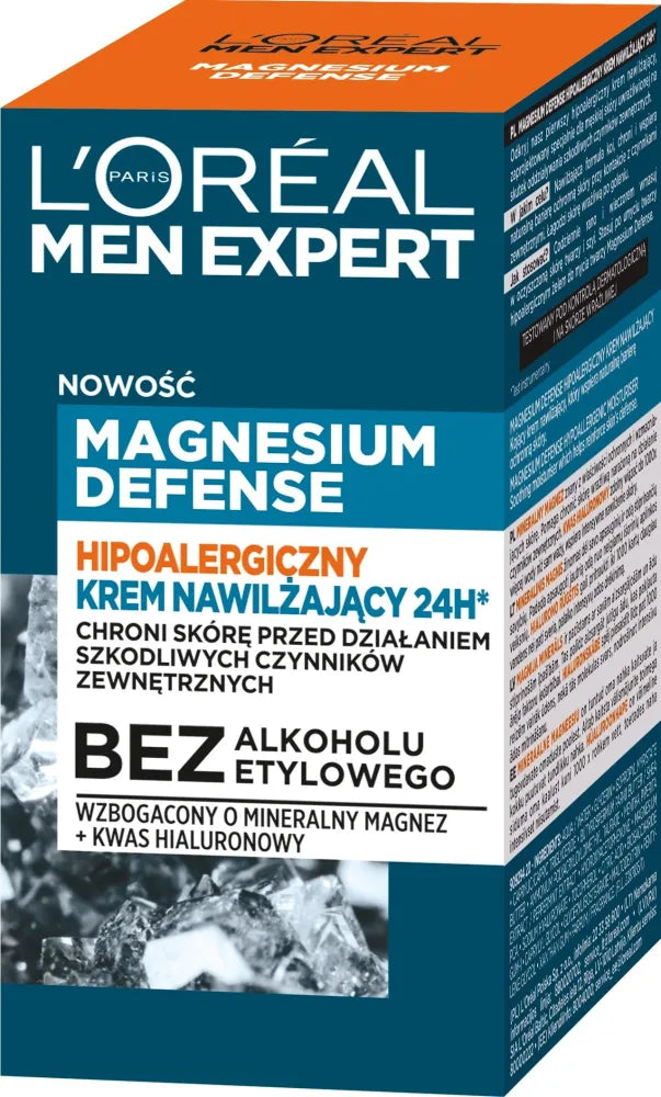 Loreal Men Expert Hipoalerginė Drėkinamoji Kremas 24H* Magnio Apsauga 50ml - Kosmetika