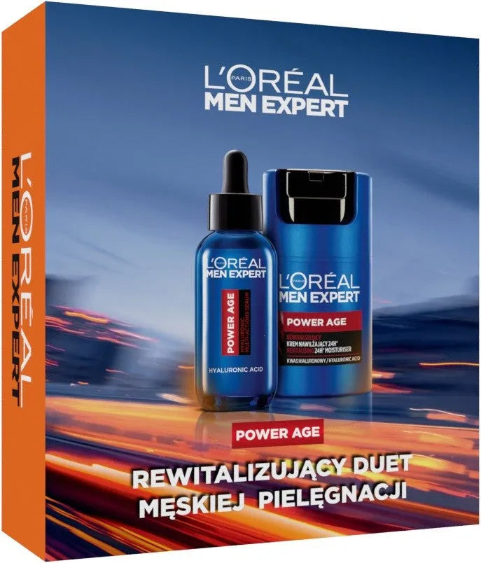 LOREAL Men Expert Power Age Dovanų rinkinys (revitalizuojantis kremas 50ml + serumas 30ml) - Kosmetika