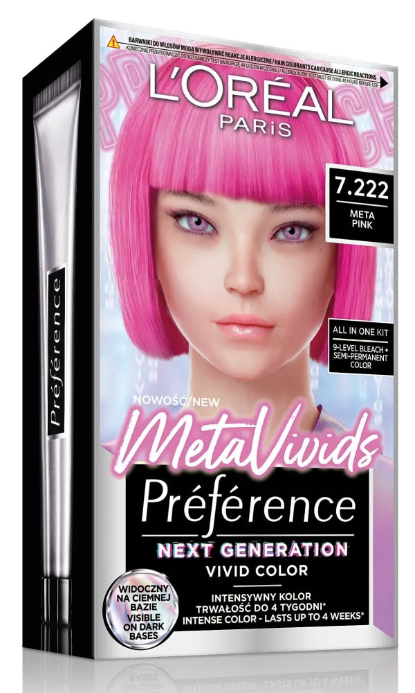 LOREAL PREFERENCE Metavivids plaukų dažai 7.222 ROŽINIS - Kosmetika