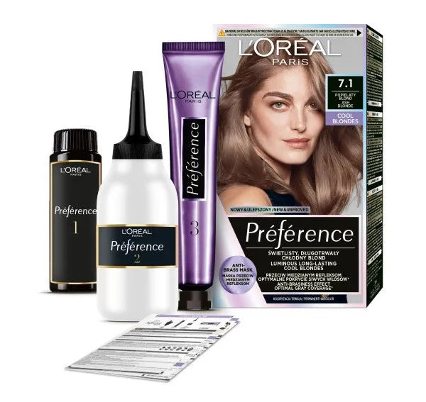 LOREAL Preference plaukų dažai 7.1 pelenų rudas 1 vnt. - Kosmetika