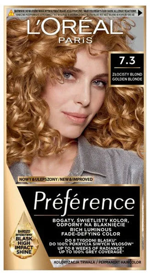 LOREAL Preference plaukų dažai 7.3 auksinis šviesus - Kosmetika