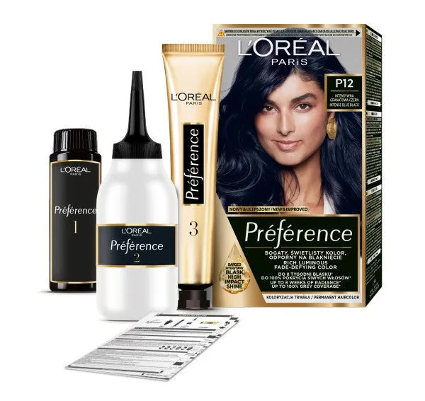 LOREAL Preference plaukų dažai Nr. P12 - Intensyvi mėlyna juoda 1 vnt. - Kosmetika