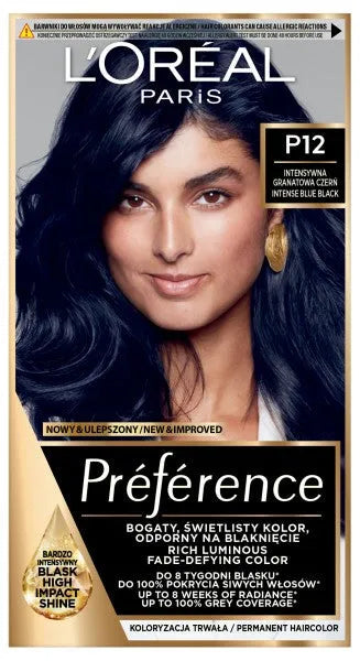 LOREAL Preference plaukų dažai Nr. P12 - Intensyvi mėlyna juoda 1 vnt. - Kosmetika