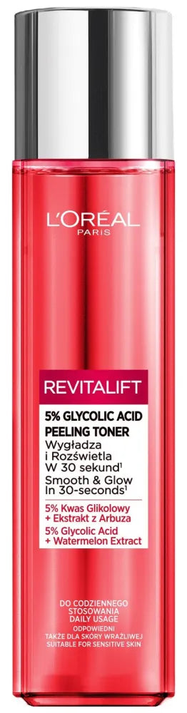 Loreal REVITALIFT Exfoliating Peeling Toner su glicolio rūgštimi (5% ) 180ml - Kosmetika