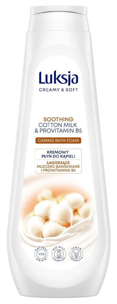 Luksja Creamy & Soft Bath Liquid - Raminantis medvilnės pienas ir Pro-Vitaminas B5 900ml - Kosmetika