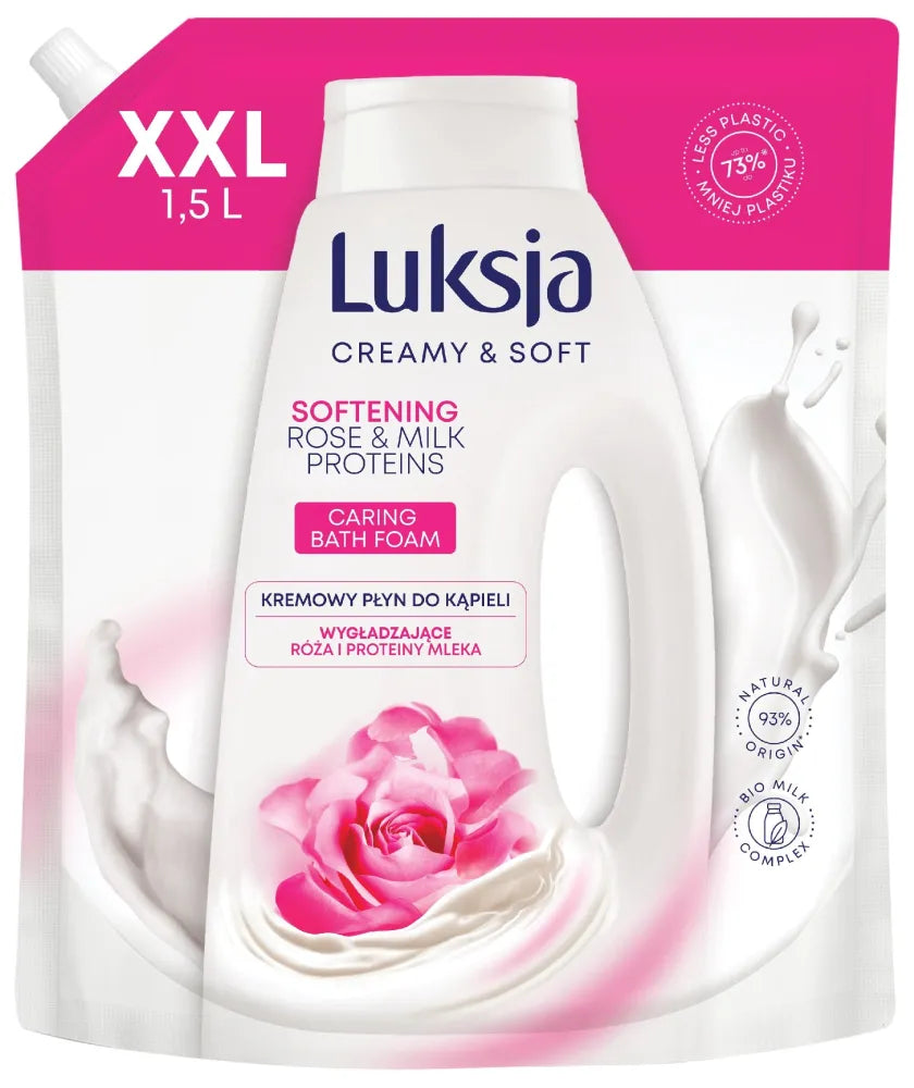 LUKSJA Creamy & Soft Minkštinantis vonios skystis - Rožė Baltymų Pienas 1500 ml - atsargos - Kosmetika