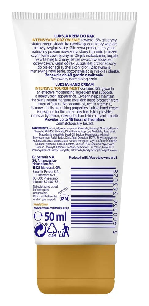 LUKSJA Hand Cream Intensive Nourishment 50 ml - Kosmetika