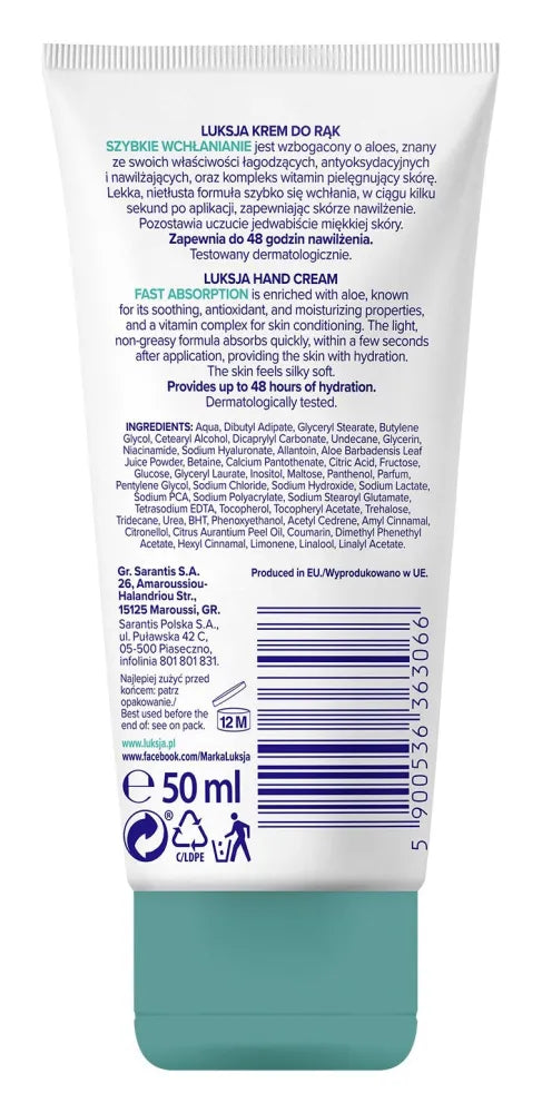 LUKSJA Hand Cream Quick absorption 50 ml - Kosmetika