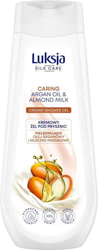 Luksja Silk Care maitinantis kreminis dušo gelis - argano aliejus ir migdolų pienas 500ml - Kosmetika