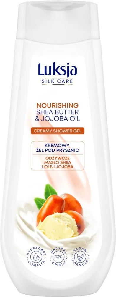 Luksja Silk Care maitinantis kreminis dušo gelis - shea sviestas ir jojobos aliejus 500ml - Kosmetika