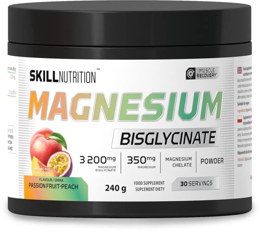 Magnesium Bisglycinate Powder Passion Fruit-Peach - 240g - Skill Nutrition - Sporto papildai