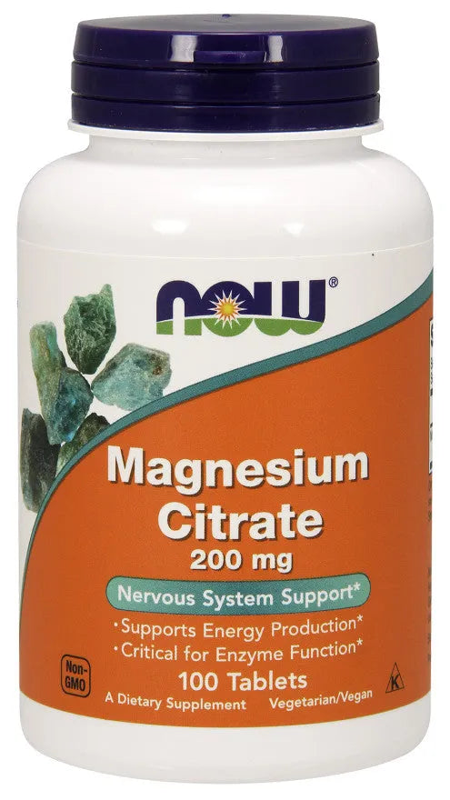 Magnesium Citrate 200mg - 100 tablets - NOW Foods - Papildai