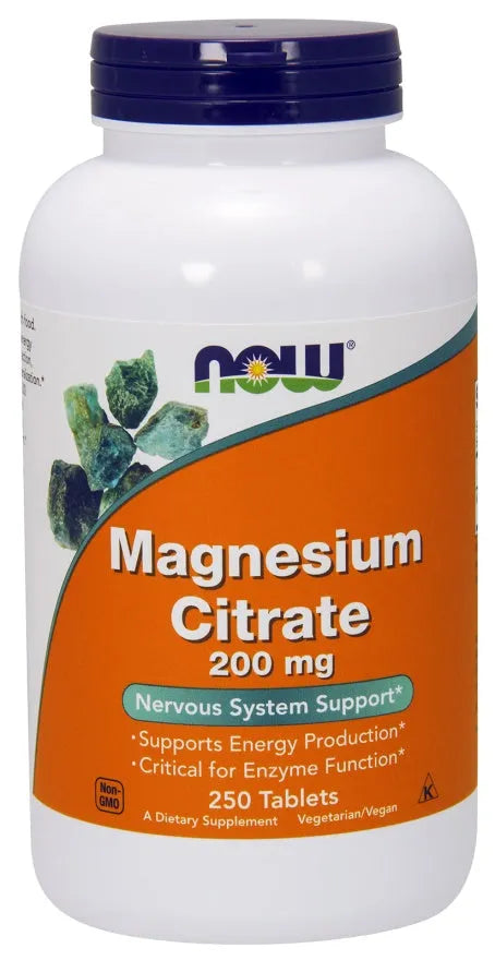Magnesium Citrate 200mg - 250 tablets - NOW Foods - Papildai