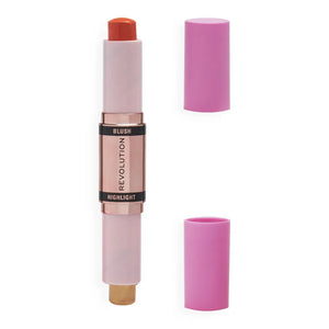 Makeup Revolution Blush & Highlight Stick Skaistalai ir Highlighter - Koralo Rasa 4.3g - Kosmetika