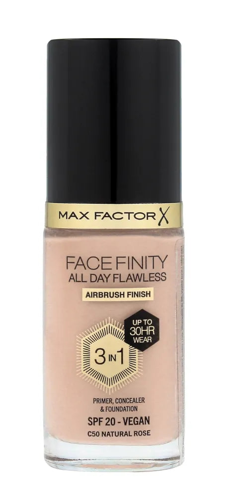 MAX FACTOR Facefinity All Day Flawless 3in1 Foundation No C50 Natūralus Rožinis 30ml - Kosmetika