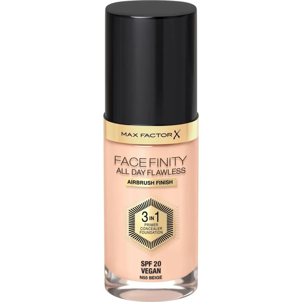 MAX FACTOR Facefinity All Day Flawless 3in1 Foundation No N55 Bežinė 30ml - Kosmetika