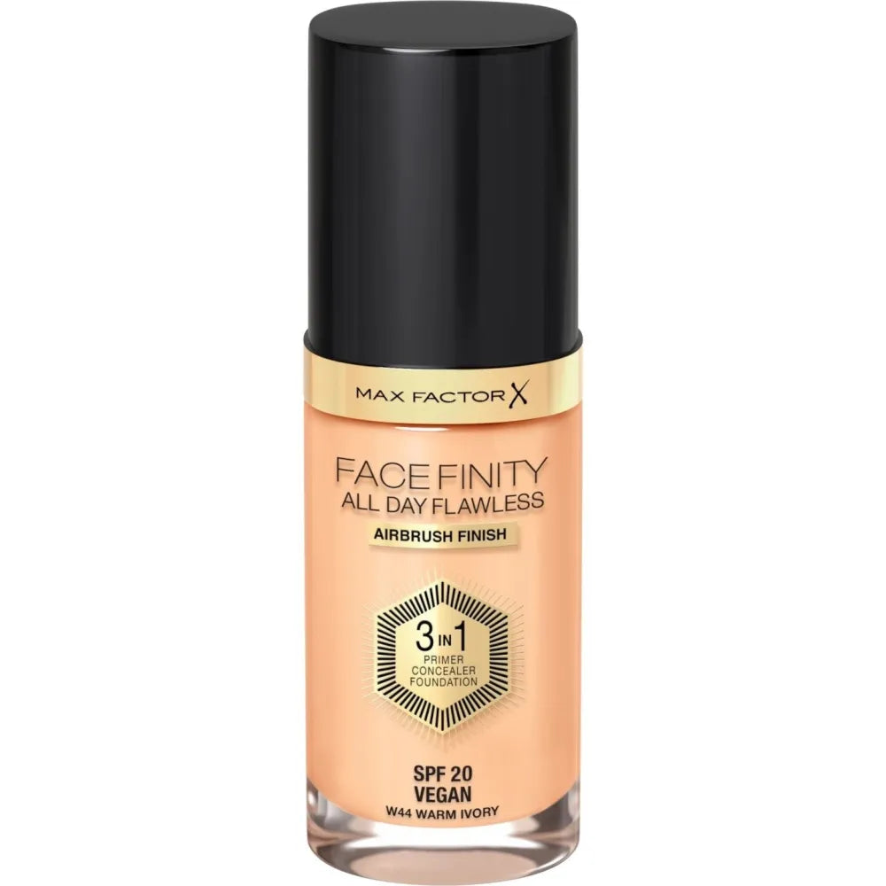 MAX FACTOR Facefinity All Day Flawless 3in1 Foundation No W44 Šiltas dramblio kaulas 30ml - Kosmetika