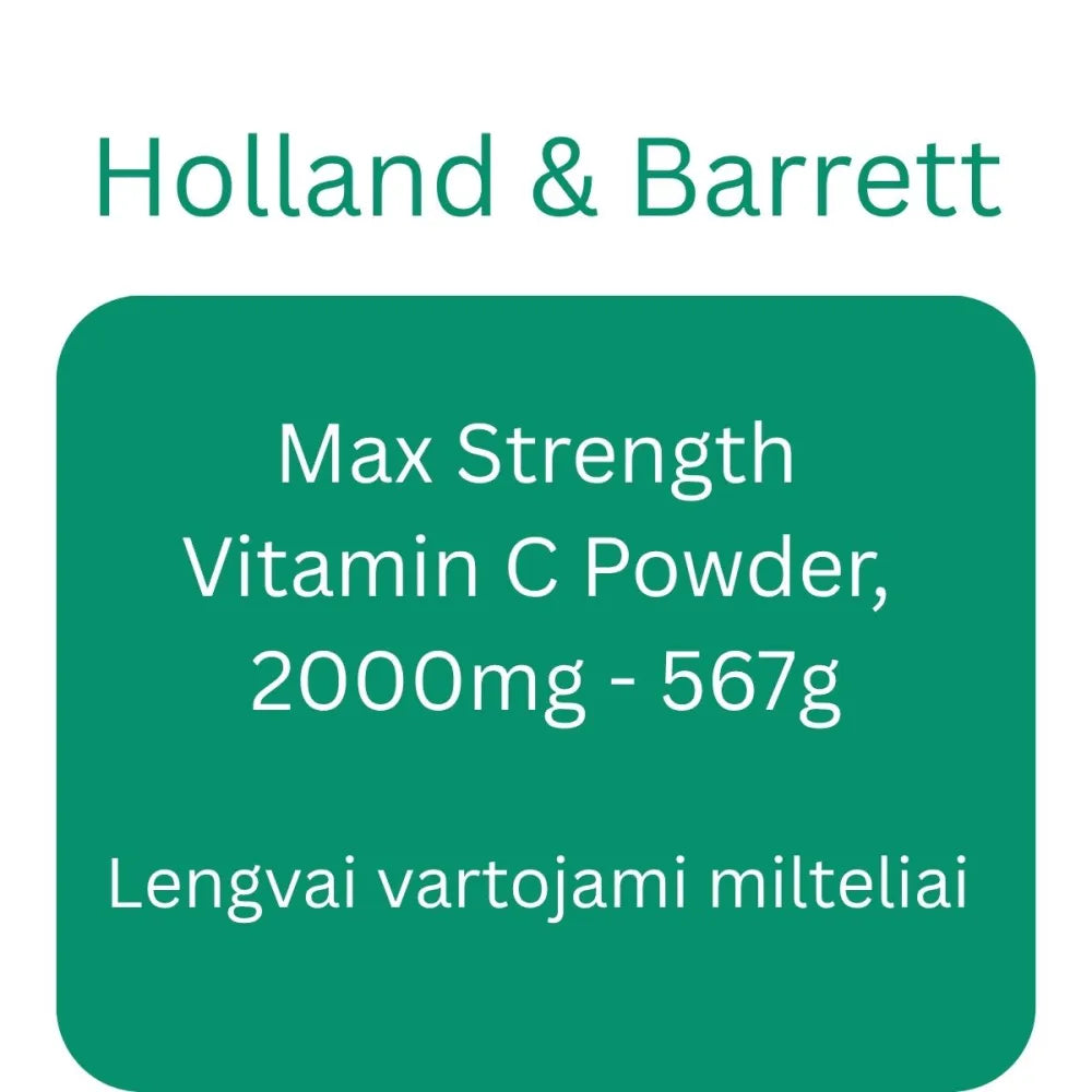 Max Strength Vitamin C Powder 2000mg - 567g - Holland & Barrett - Papildai